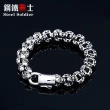 Стальной солдат, мужские панк браслеты с черепом, индивидуальная из нержавеющей стали, Очаровательная цепочка, готический стиль, мужской подарок