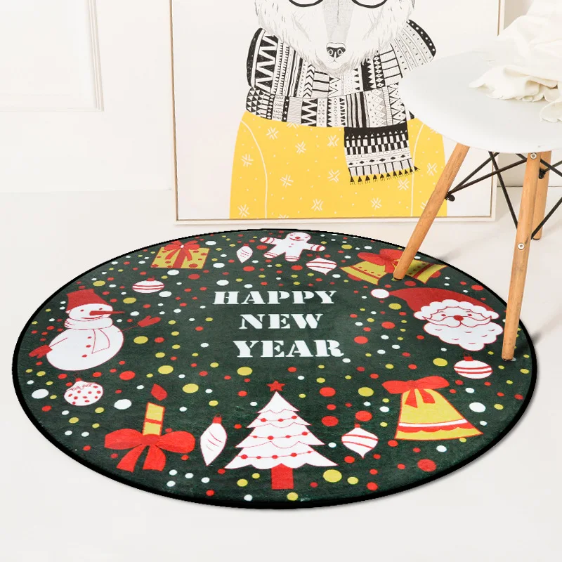 Christmas Gift Round Rug For Bedroom New Year Carpet for Home Soft