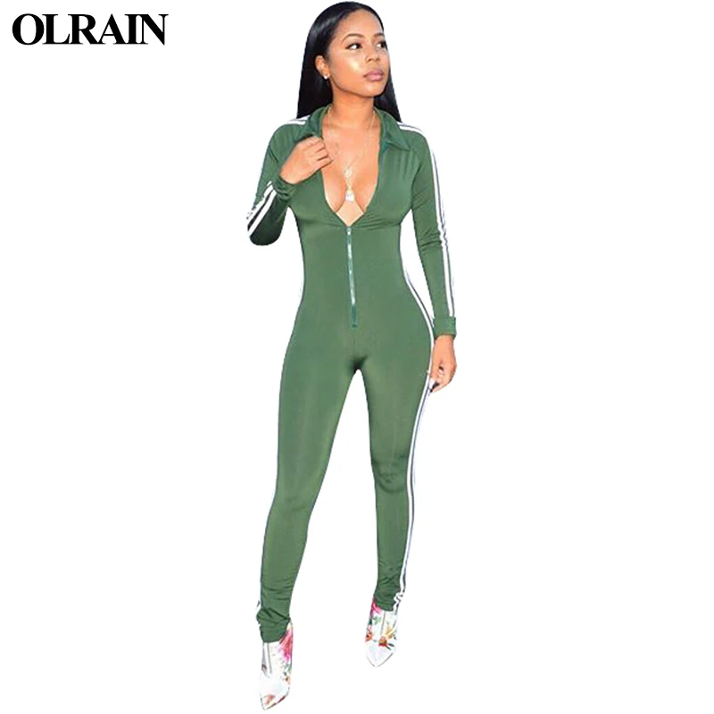Olrain Women New Rompers Classic Stripes Hooded One Piece Sportwear