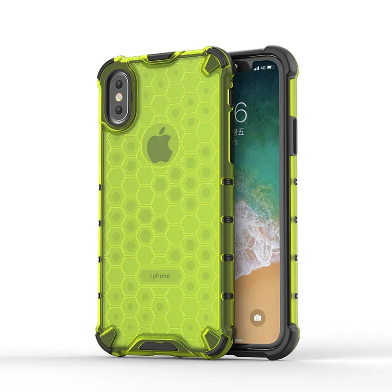 

Fashion Honeycomb Armor Shockproof Case For iPhone 6 6S 7 8 Plus X XS Max XR 11 Pro Rugged Hybrid Impact Transparent Phone Cover
