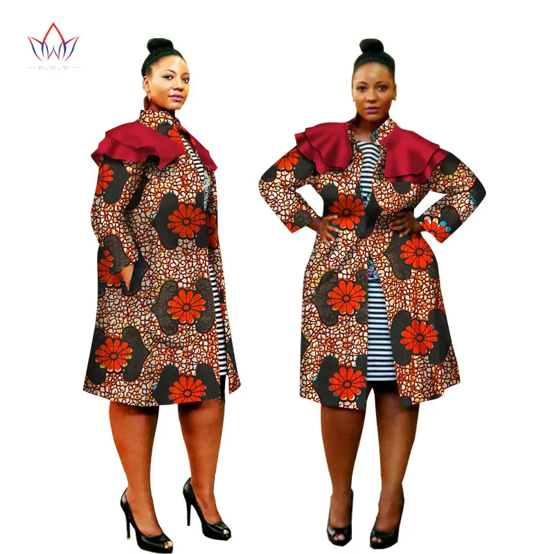 2017 Plus Size African Coat Africa Print Outfits Dashiki Trench Coat