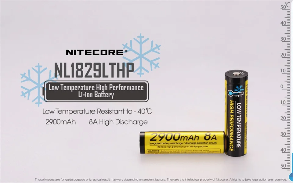 1 шт. Nitecore NL1829LTHP 2900 мАч 8A 18650-40 низкая Температура Нескользящая высокая производительность Перезаряжаемые 3.6 В литий-ионный Батарея