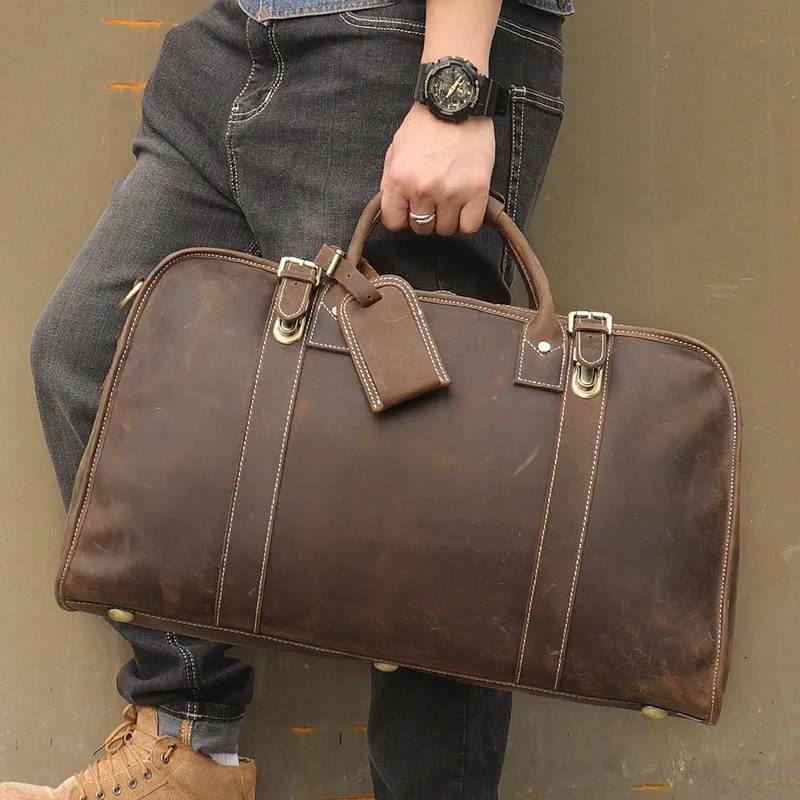 Mannen Reizen Duffle Tassen Real Leather 17 \Laptop Grote Vintage Handtassen Man Schouder Messenger Crossbody Tote Reistas mannelijke Mannen Reizen Duffle Tassen Real Leather 17 \Laptop Grote Vintage Handtassen Man Schouder Messenger Crossbody Tote Reistas mannelijke