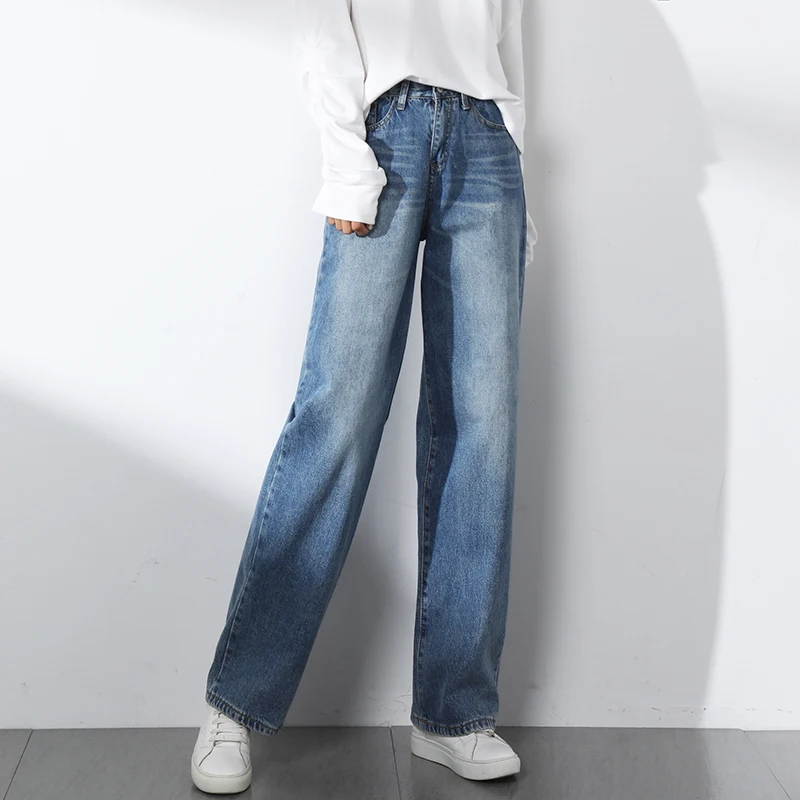 2019 Spring Autumn Vintage High Waist Jeans Womens Full