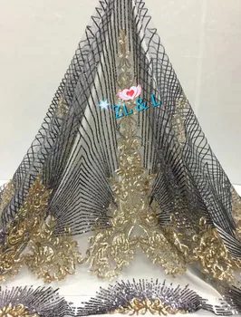 

High quality radiation line sequins Nigeria lace fabric ZLL-1603 African tulle lace sequins for dresses ladies fabrics