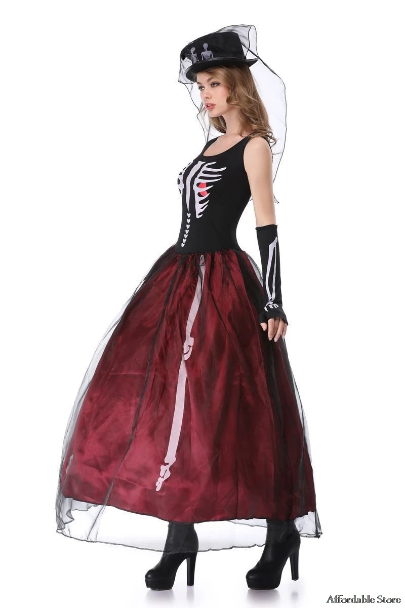 Костюм на Хэллоуин женский взрослый призрак Невеста зомби ведьма вампир косплей cos макияж костюм