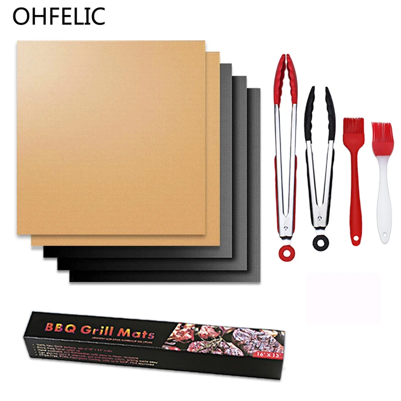 

New Heat Resistant BBQ Grill Mat Copper Bakeware Mat Barbecue Roast Sheet Portable Easy Clean Cooking Grill Pad BBQ Accessory