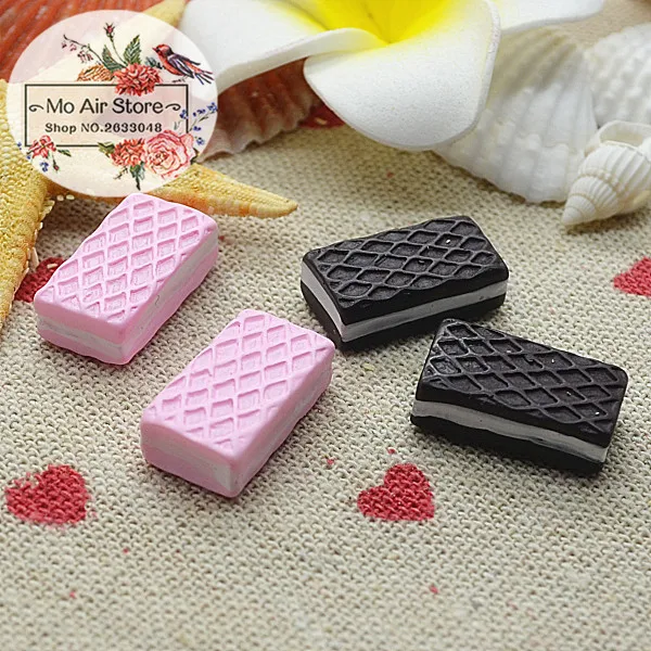 

Puffing biscuits 10PCS 18x10mm resin Flatback Cabochon Miniature Food Art Supply Decoration Charm Craft