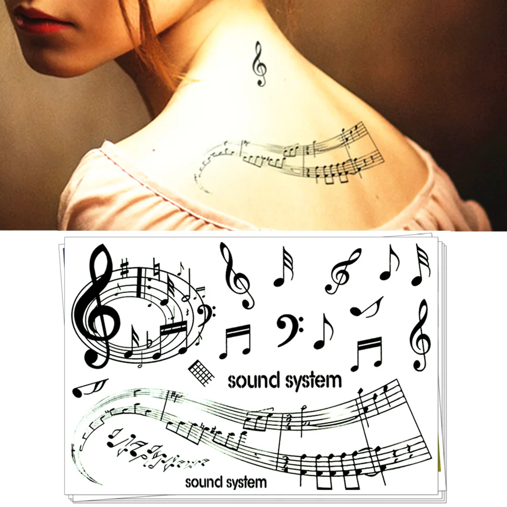 

Waterproof Temporary Tattoo Sticker music musical note feather totem for girl women tatto stickers flash tatoo fake tattoos 7