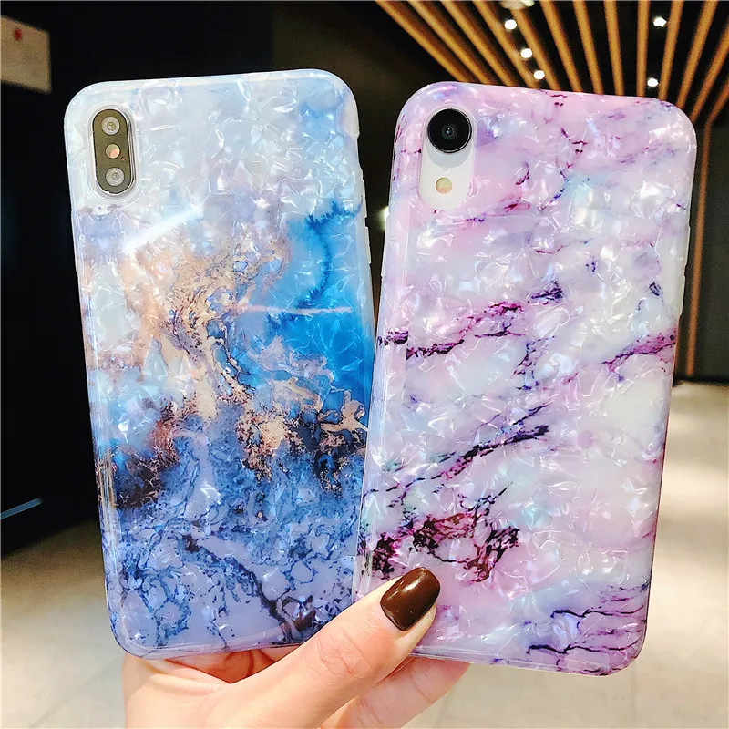 

Marble Glitter Phone Case For iPhone 7 8 Plus Dream Shell Pattern Cases For iPhone XR XS Max 7 6 6S Plus Soft TPU Silicone Cover