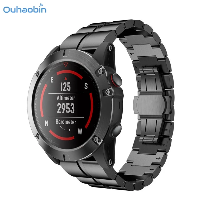 

Ouhaobin Genuine Stainless Steel Strap Bracelet Quick Release Fit Band Strap For Garmin Fenix 5X GPS Watch Wrist Straps Sep18