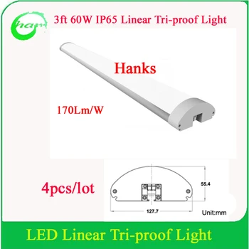 

170Lm/W 3ft 60W IP65 Suspended Linear Tri-proof Light for Warehouse and Factory 4pcs/Lot