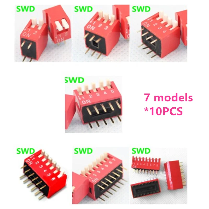 70PCS/LOT Dip Switch Kit In Box 1 2 3 4 5 6 7 8 Way 2.54mm Toggle ...