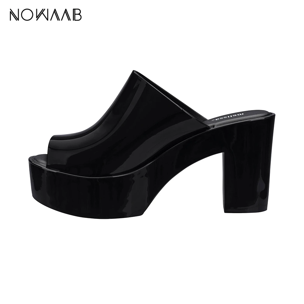 Женские сандалии на плоской подошве Melissa Mule однотонные босоножки желе Мелисса