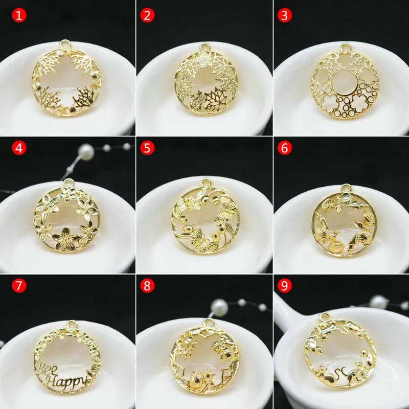 

Metal Frame DIY Epoxy Resin UV Crystal Silicone Molds Accessories Golden Floral Animals Jewelry Pendant Necklace Making Findings