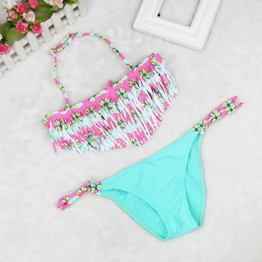 Swimsuit Girl 2018 1Set Baby Girls Summer Swimwear Tassel Kids Split Nylon Swimsuit Bikini Set Swimsuit 2018 Bikini 15