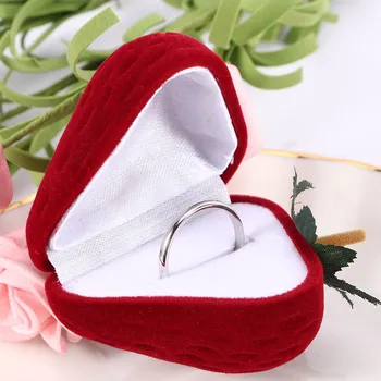 

New 1 PCS Red Strawberry Box Form Velvet Ring Storage Case Jewelry Box Ring Protector Flocking Gift Box Hot Selling