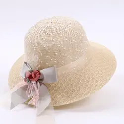 HELLO ESSAR очарование ленты лук-узел лепесток Дизайн элегантный ветер ручной работы козырек Соломенная шляпа жаркое солнце Шапки для для