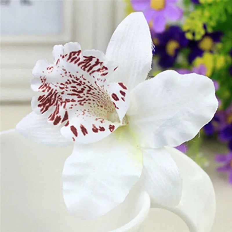 Frauen Orchidee Braut Hochzeit Blume Haarspange Brosche Haarspange Kopfstü0U 