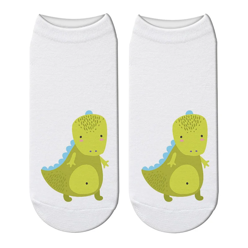 Новинка; женские носки с объемным принтом динозавра из мультфильма; детские короткие носки с милым динозавром; Kawaii Tyrannosaurus Rex; короткие носки - Цвет: 4