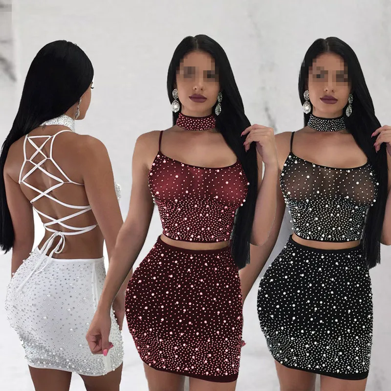 Two Piece Set 2018 Summer women crop tops and Mini Skirts Sets 2pcs