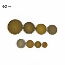 Boyute (100 peças/lote) redondo 8mm 10mm 12mm 14mm 16mm 18mm 20mm 25mm cabochão base bronze antigo diy bandeja em branco moldura configurações