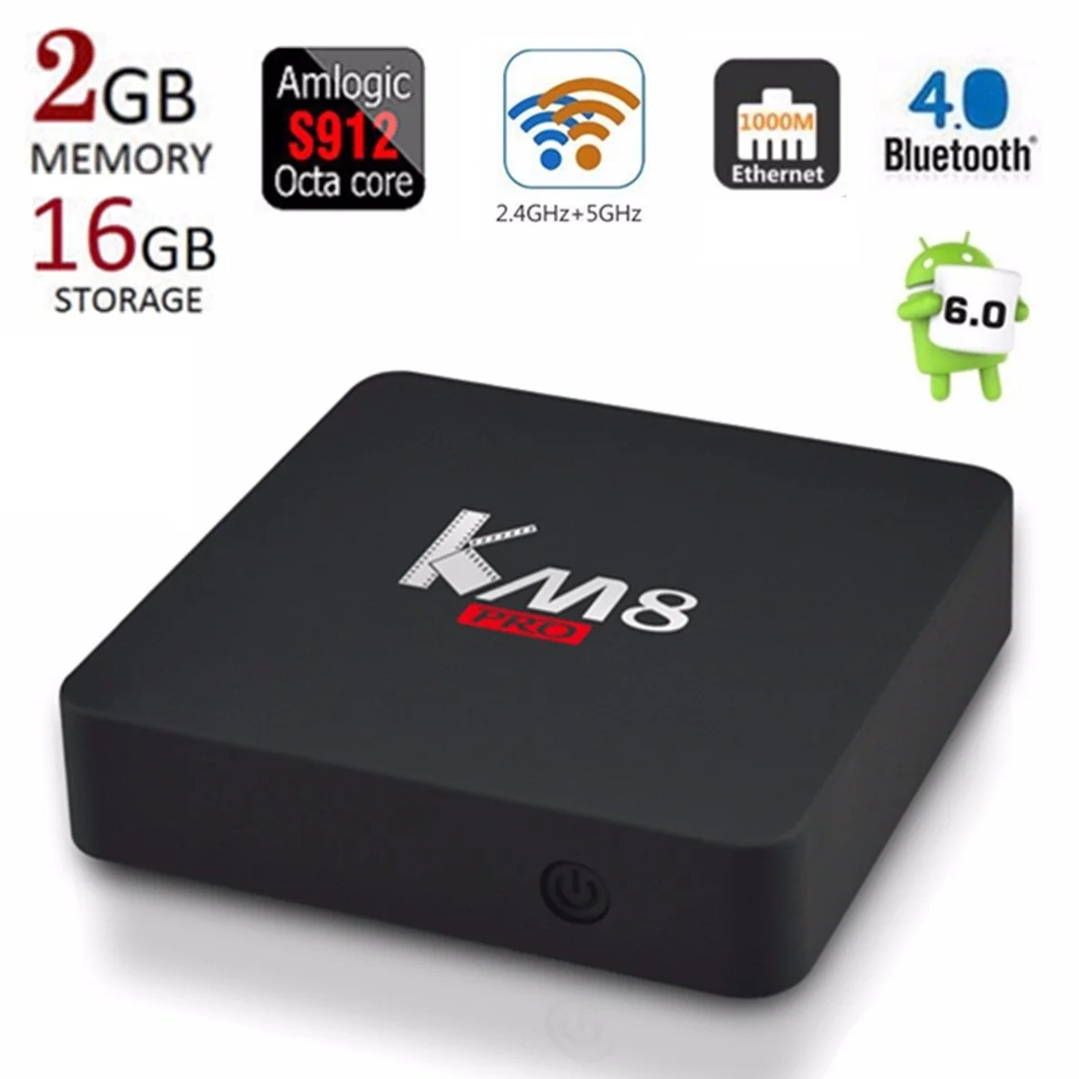 

KM8 Pro Smart TV Box Amlogic S912 2GB RAM 16GB ROM Set Top Box 4K HD Media Player