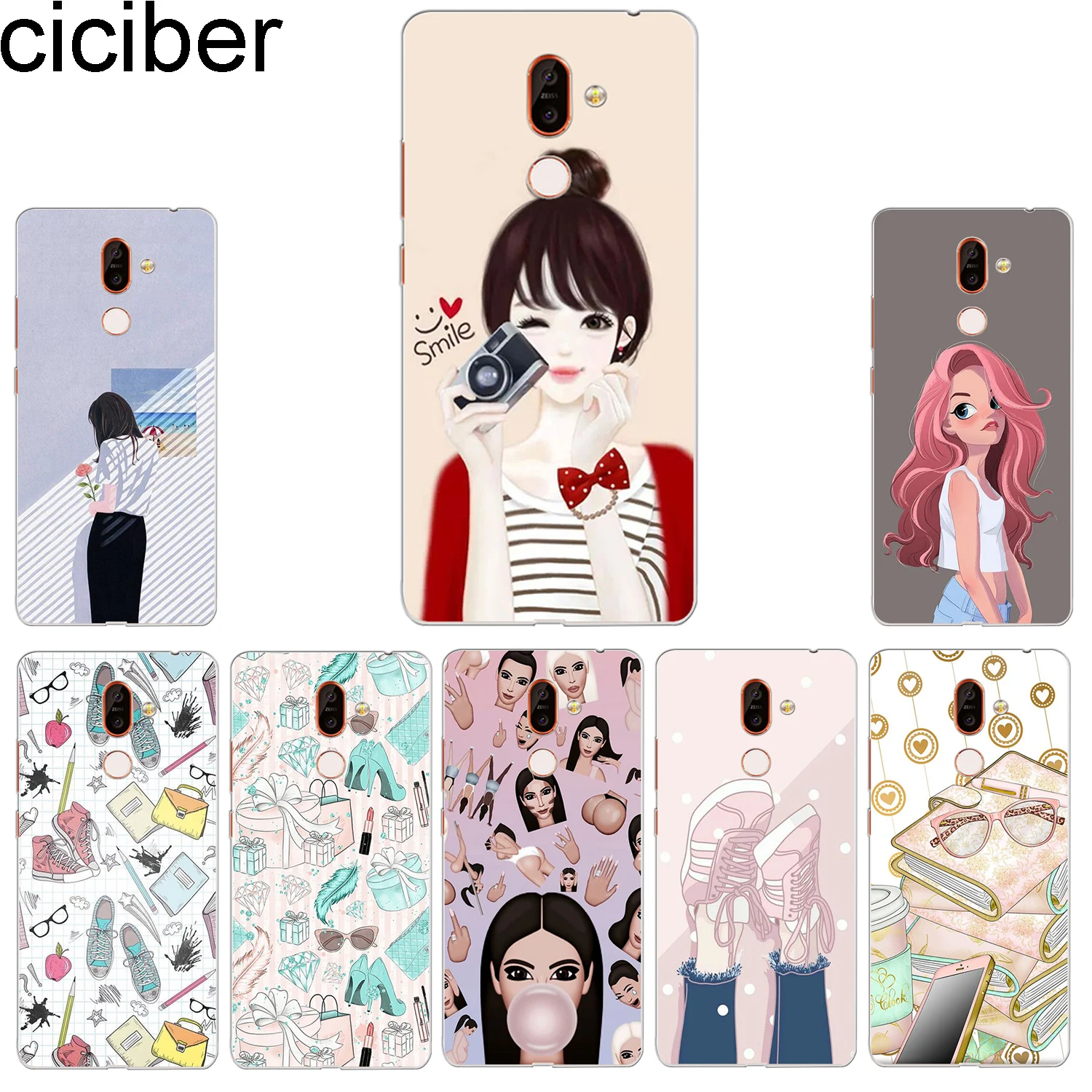 Ciciber чехол для телефона Nokia 9 PureView 1 2 3 5 6 7 8 Sirocco мягкий TPU Plus Pretty girl |