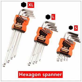 

NEW 9PCS 1.5-10MM Durable Reinforced Toughen Metric Ball Ended Hex Allen Key Wrench Set Spanner Torque Wrench Kit CRV