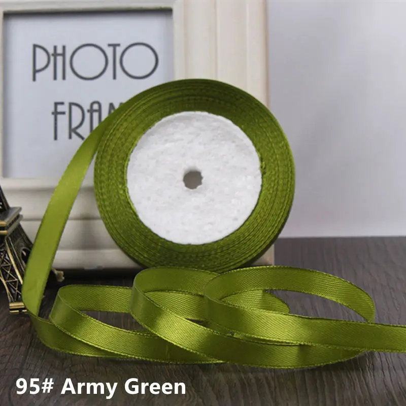 Высокое качество, 25 ярдов/рулон, корсажные атласные ленты для свадьбы, рождественской вечеринки, Decoration6mm-40mm, сделай сам, бант, ремесло, ленты, открытка, подарок - Цвет: Army Green