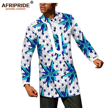 

2019 africa ankara print dashiki shirt for men AFRIPRIDE tailor made 100% cotton full sleeves o-neck men's casual shirt A1812010
