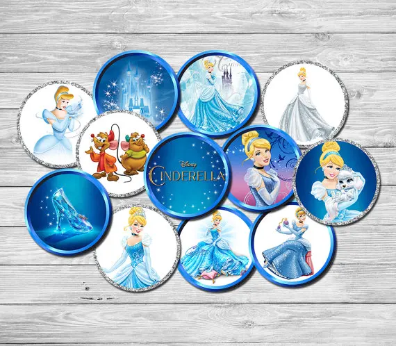 

Princess Cinderella Party Circles Sticker Candy Tag Birthday Party Decorations Kids Sticker for Birthday Goodie Bag Toppers