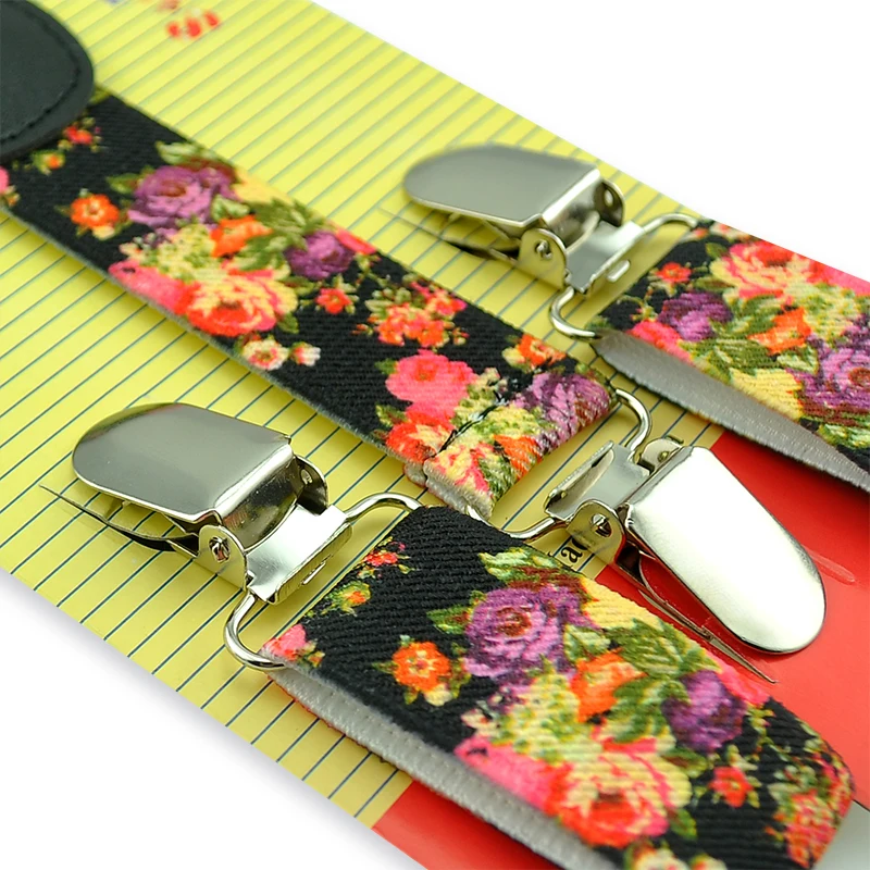 New Novelty Floral Printing Suspenders Children Kids Boy Girl Cute 2.5x65cm Suspender Elastic Y-Back Suspenders Slim Pant Braces