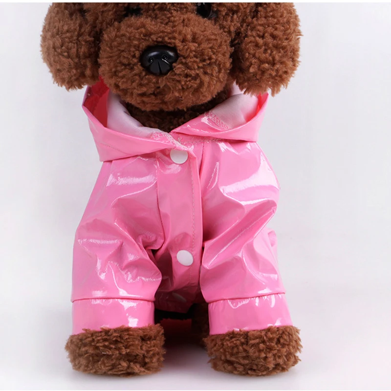 

1 Pcs Pet Rain Coat Outdoor Solid Hooded PU leather Raincoats Pet Waterproof Puppy Dog Clothing Fashion Dogs Clothing Supplies