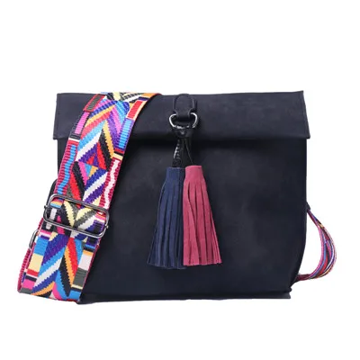 Daunavia фирменные Для женщин сумки с разноцветными ремешками Для женщин сумка через плечо сумка сумки через плечо с кисточками сумки на плечо женские дизайнерские Сумки - Цвет: Черный