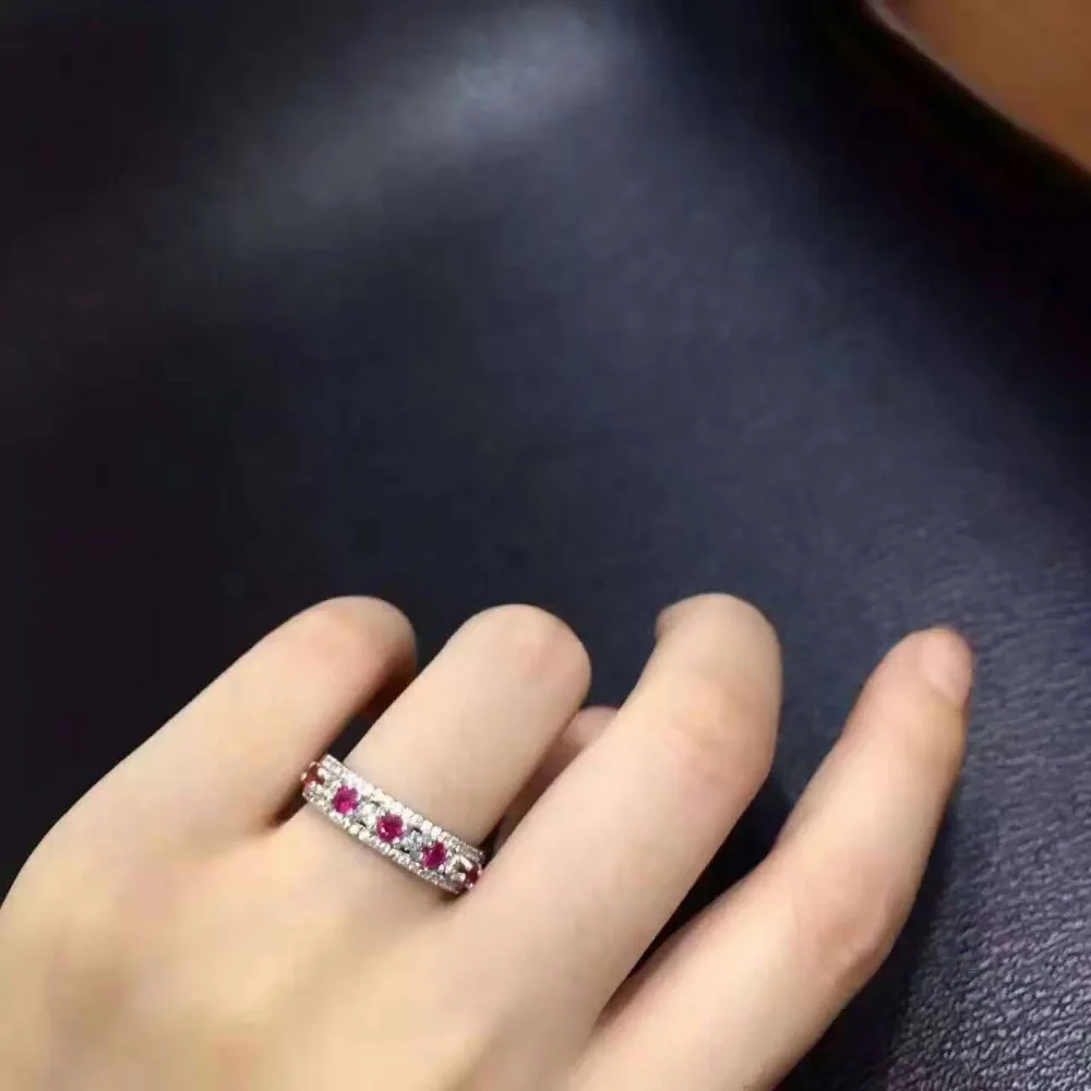 Natural red ruby stone Ring Natural gemstone Ring S925 sterling silver trendy Elegant lovely array women wedding fine Jewelry