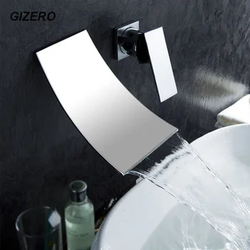 

GIZERO Bathroom Waterfall Faucet Single Handle Wall Mounted Luxury Waterfall Faucet Mixer Hot&Cold Tap ZR629