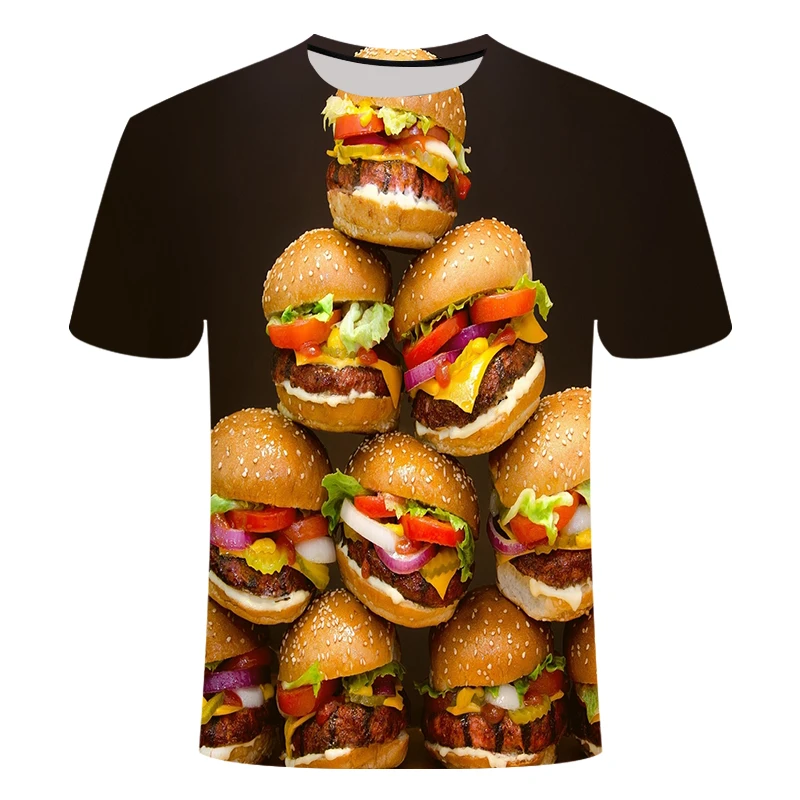 2019Harajuku Summer Food Hamburger 3d print Casual T-shirt Burger tops Funny unisex ropa hombre shirt beerT-shirt | Мужская одежда