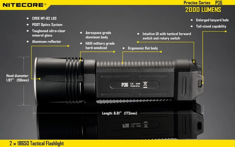 1200 люмен Nitecore P12 следующего поколения 21700 тактический фонарь с кобурой NTH10
