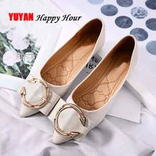 Модные брендовые женские туфли на плоской подошве с острым носком; мягкие однотонные туфли; большие размеры; Женская офисная обувь на плоской подошве; цвет черный, бежевый; YX058