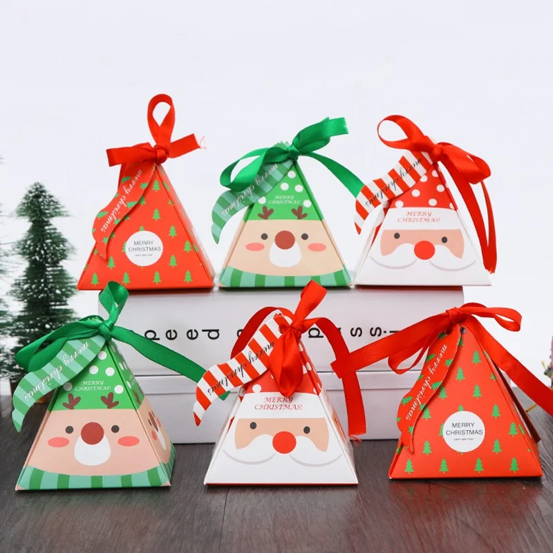5Pcs Mini Merry Christmas Pyramid Shape Candy Gift Box Christmas Tree