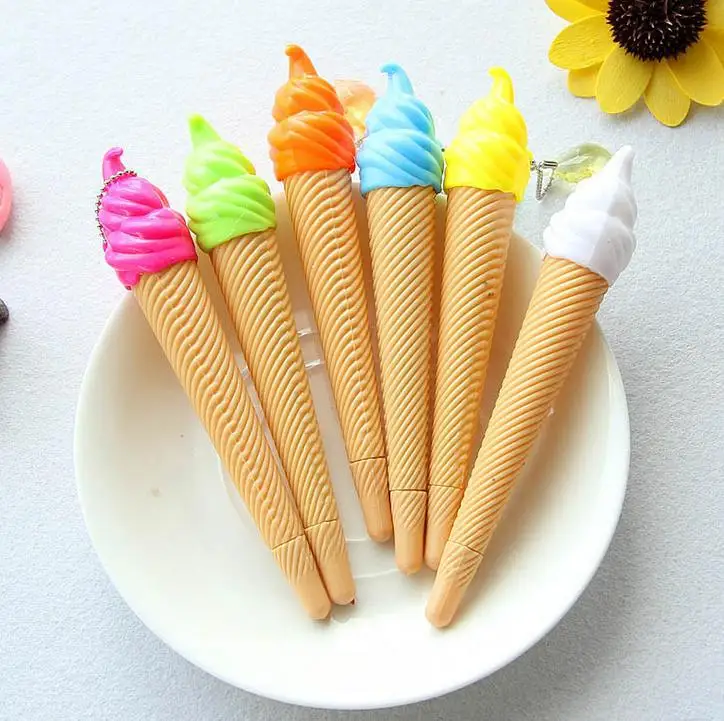 Студенческая 4 шт./партия, 12 цветов, милая креативная гелевая ручка для мороженого, милые Кристальные алмазные ручки-подвески, корейские канцелярские принадлежности 2150