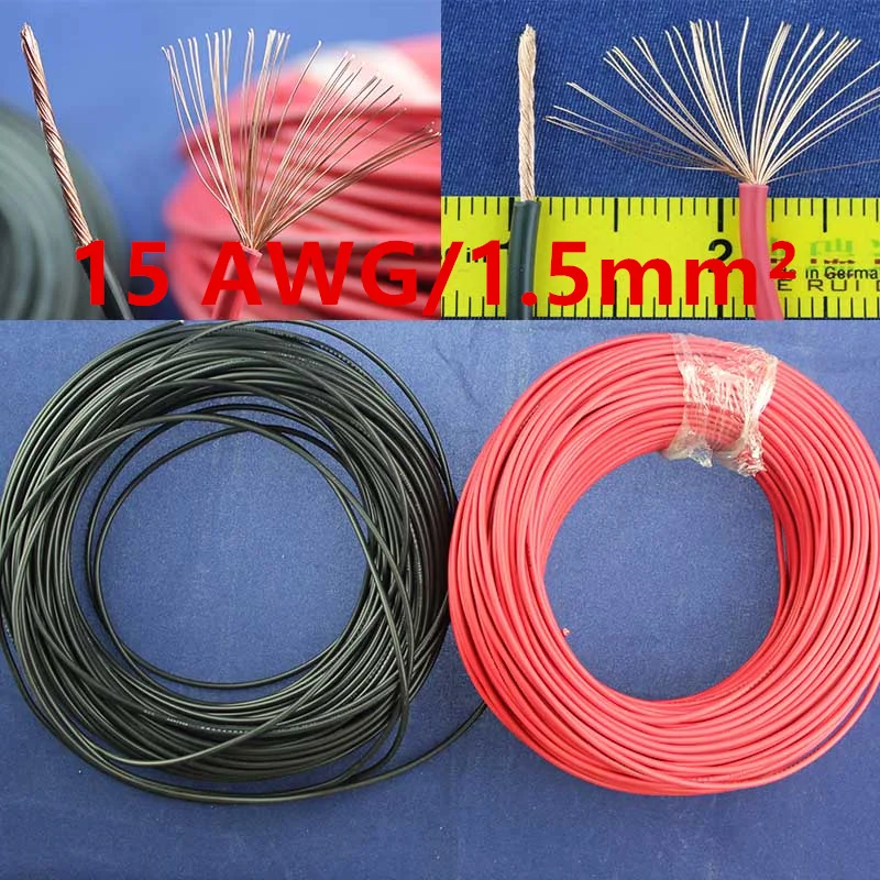 

Free shipping High Quality 15 AWG Flexible Stranded 2 metres Wire Electric cable LED cable, DIY Connect Color choose