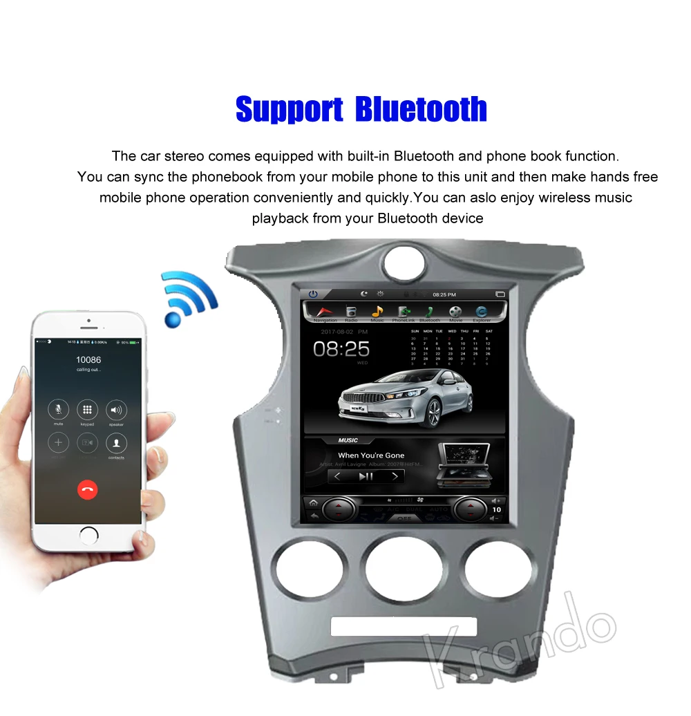 Cheap Krando Android 7.1 10.4" Tesla style Vertical car radio For KIA CARENS 2006-2013  manual AC navigation player 4