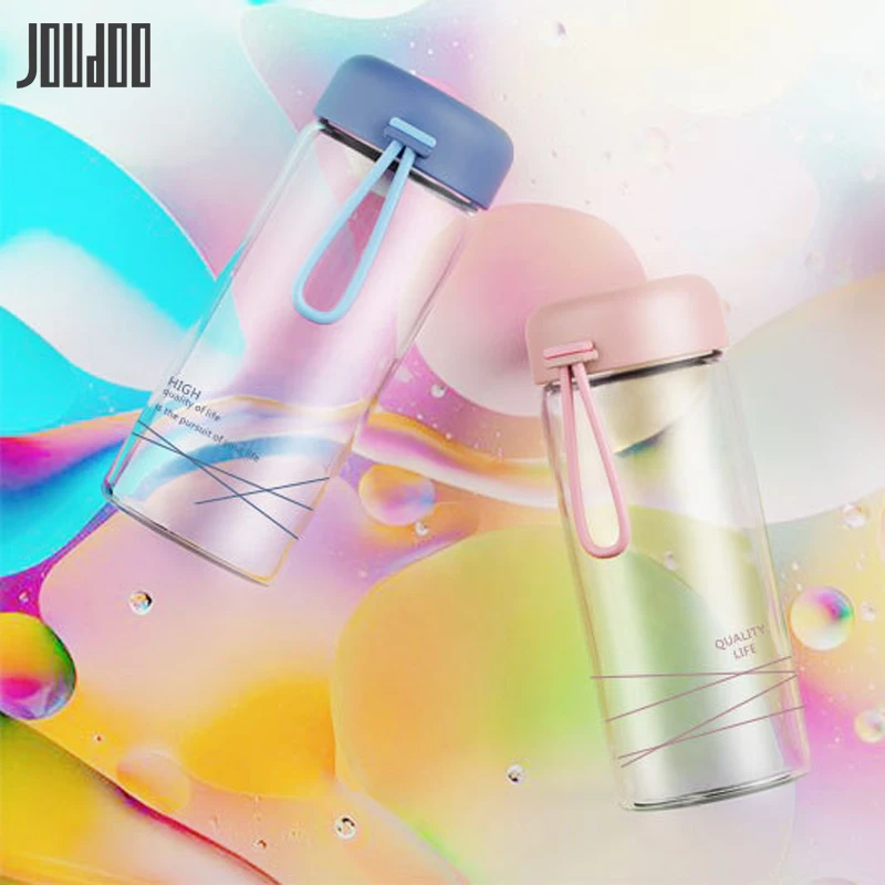 JOUDOO, высококачественные стеклянные бутылки для воды, креативная пара, бутылка для воды, 300 мл, мини, для дома, офиса, улицы, чашка, подарок 35