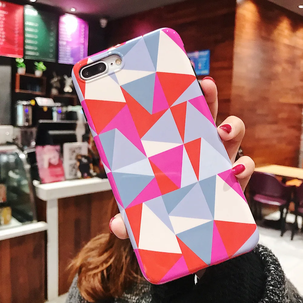 Бесплатная доставка геометрический клетчатый чехол для iPhone XR XS Max X 8 7 Plus 6 S Мягкий
