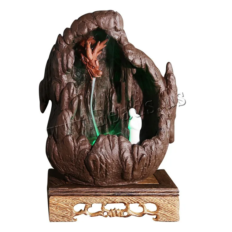 Creative Mountain Shape Backflow Incense Burner Dragon Smoke Waterfall Incense Burner Holder Ceramic Censer Fashion Home Decor