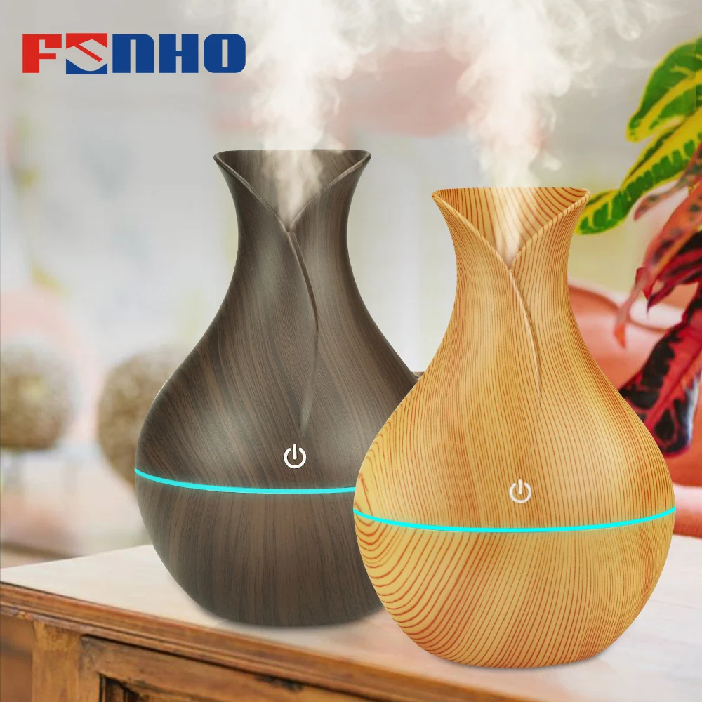 

FUNHO Electric Humidifier Aroma Oil diffuser Ultrasonic Wood Air Humidificador USB Mini Mist Maker LED Lights for Home 060