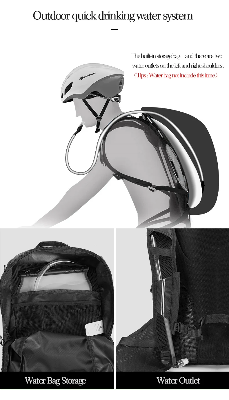 Clearance ROCKBROS Cycling Backpack Bicycle Rainproof Sport Bags Camping Outdoor Traveling Hiking Bags Breathable High Capacity Backpack 8