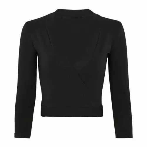 Черный Мода v-образный вырез женские топы рубашки Slim Fit Полный лук короткая Туника сплошной цвет футболка с длинным рукавом Женская Корейская одежда - Цвет: Черный